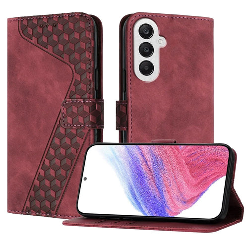 For Samsung Galaxy A25 5G (Global) (161.0 x 76.5 x 8.3mm) Leather Case 7-Shaped Pattern Wallet Stand Shockproof Phone Cover - Brown - 1