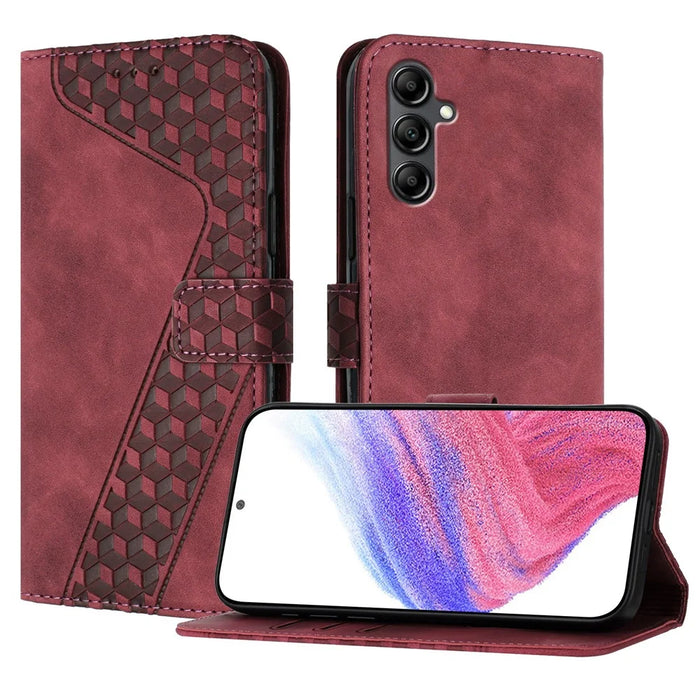 For Samsung Galaxy A15 4G Leather Case 7-Shaped Pattern Wallet Stand Shockproof Phone Cover - Brown - 1