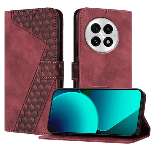 For OnePlus 13 Leather Case 7-Shaped Pattern Wallet Stand Shockproof Phone Cover - Brown - 1