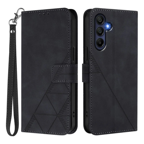 For Samsung Galaxy A16 4G Leather Case with Hand Strap Wallet Stand Phone Cover - Black - 1