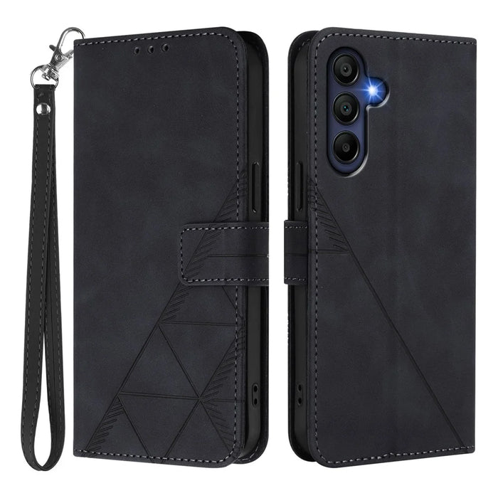 For Samsung Galaxy A16 4G Leather Case with Hand Strap Wallet Stand Phone Cover - Black - 1