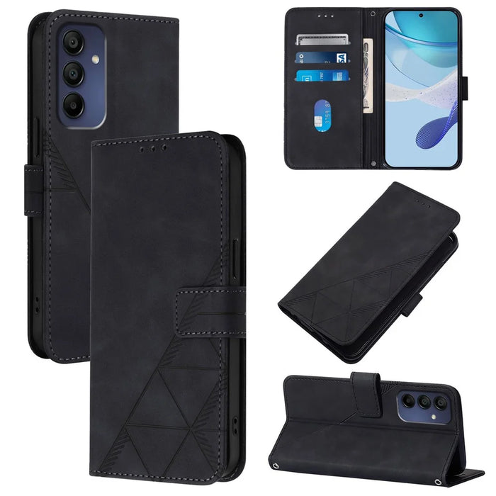 For Samsung Galaxy A16 4G Leather Case with Hand Strap Wallet Stand Phone Cover - Black - 3