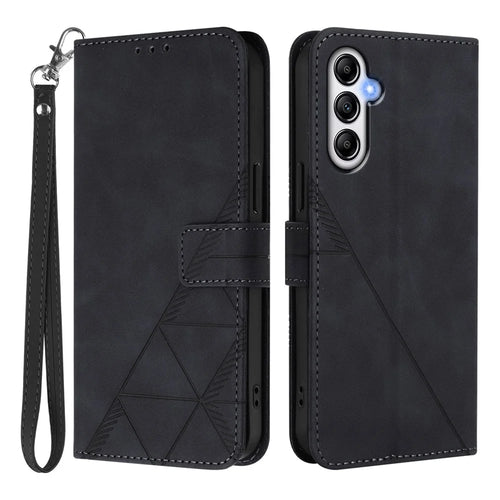 For Samsung Galaxy A35 5G Leather Case with Hand Strap Wallet Stand Phone Cover - Black - 1