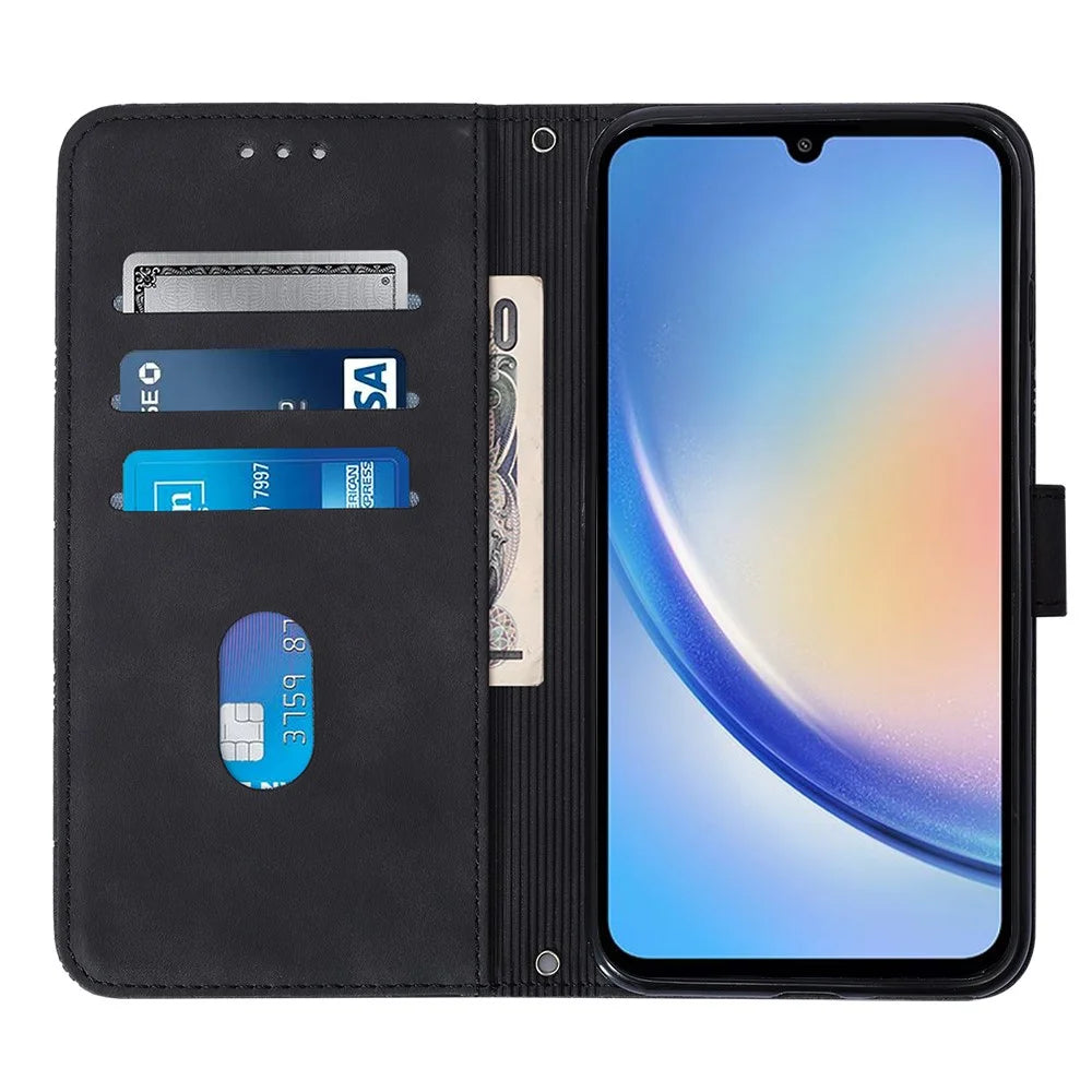 For Samsung Galaxy A35 5G Leather Case with Hand Strap Wallet Stand Phone Cover - Black - 4
