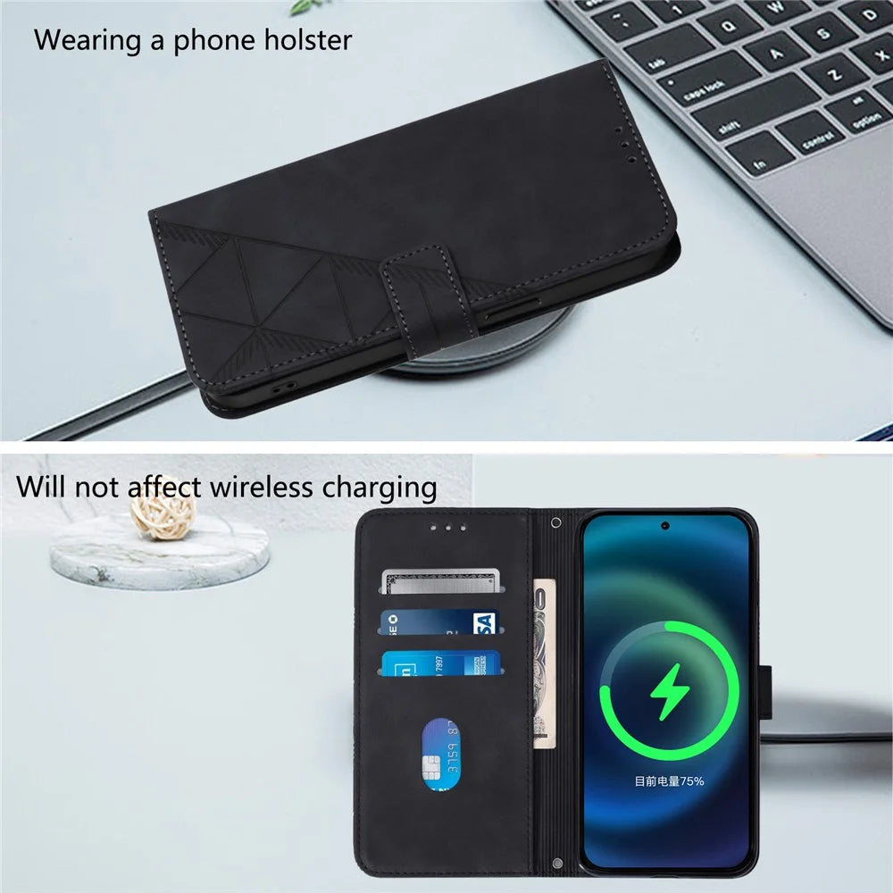 For Samsung Galaxy A15 4G / Galaxy A15 5G Leather Case with Hand Strap Wallet Stand Phone Cover - Black - 2