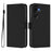 For Samsung Galaxy M16 5G / Galaxy F16 5G Case Solid Color Wallet Leather Phone Cover with Strap - Black - 1