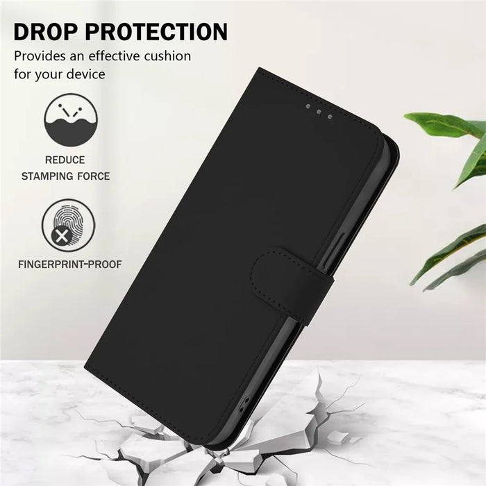 For Samsung Galaxy M16 5G / Galaxy F16 5G Case Solid Color Wallet Leather Phone Cover with Strap - Black - 2