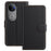 For vivo V50 5G Leather Case Wallet Stand Solid Color Anti Drop Phone Cover - Black - 1
