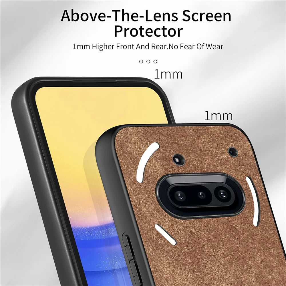 For Nothing Phone (3a) Case with Card Holder Kickstand Leather Phone Back Cover - Brown - 3