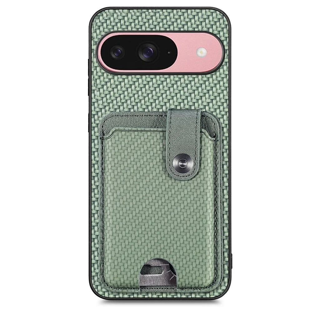 For Google Pixel 9 Pro / Google Pixel 10 / Google Pixel 10 Pro / Google Pixel 9 Case Card Slots Kickstand Phone Back Cover with Card Tool - Green - 2