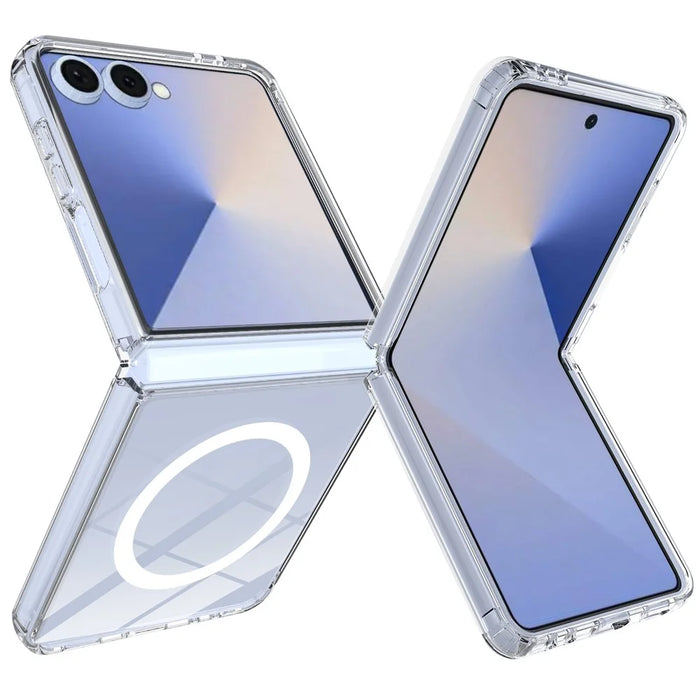 For Samsung Galaxy Z Flip7 5G Clear Phone Magnetic Case TPU+Acrylic Back Cover - Clear - 1