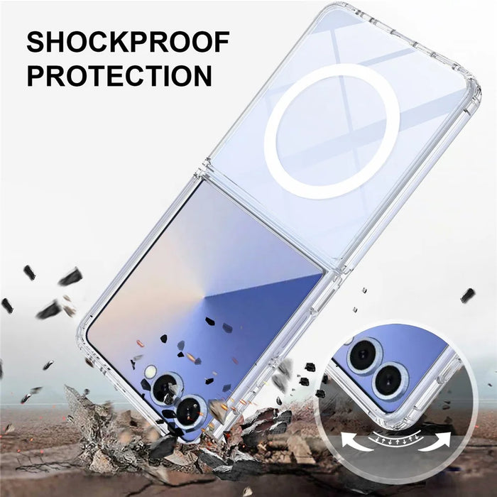 For Samsung Galaxy Z Flip7 5G Clear Phone Magnetic Case TPU+Acrylic Back Cover - Clear - 3