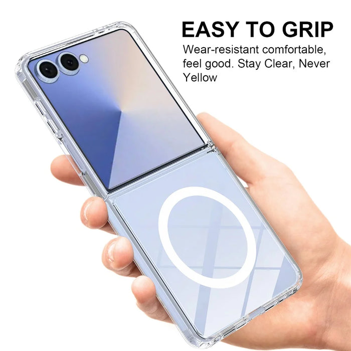 For Samsung Galaxy Z Flip7 5G Clear Phone Magnetic Case TPU+Acrylic Back Cover - Clear - 5