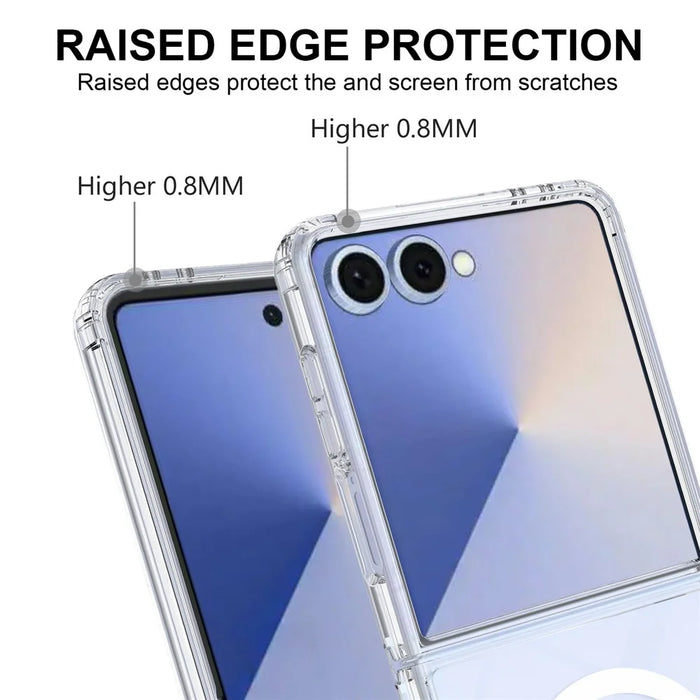 For Samsung Galaxy Z Flip7 5G Clear Phone Magnetic Case TPU+Acrylic Back Cover - Clear - 6