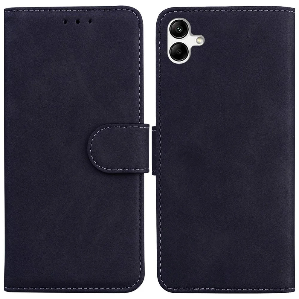Smartphone Cover for Samsung Galaxy A04 4G (164.4 x 76.3 x 9.1 mm), PU Leather Flip Wallet Case Hands-free Stand Phone Shell - Black - 1