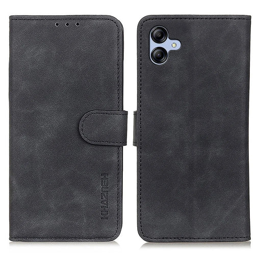 KHAZNEH PU Leather Case for Samsung Galaxy A08 5G / A08 4G / A07 5G / A07 4G / A06 4G / A06 5G Retro Texture Phone Cover - Black - 1