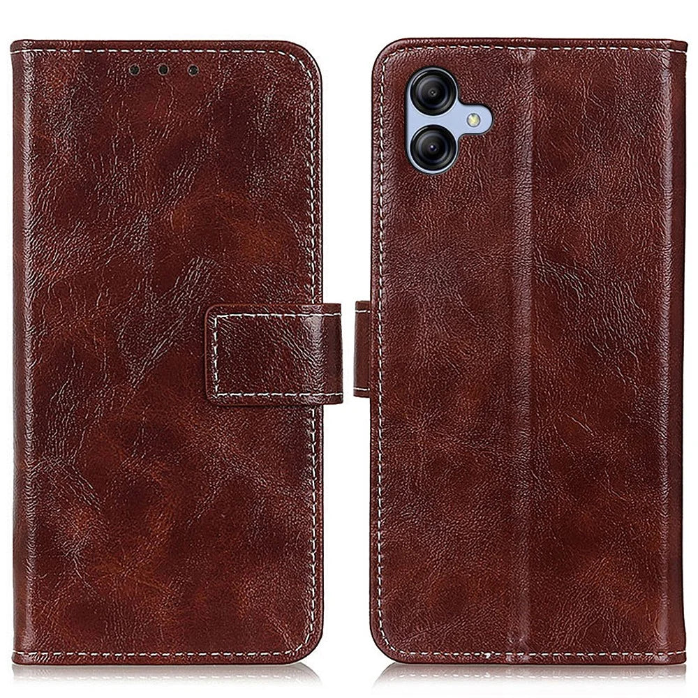 Wallet Case for Samsung Galaxy A08 5G / A08 4G / A07 5G / A07 4G / A06 4G / A06 5G Leather Phone Cover Crazy Horse Texture - Brown - 1