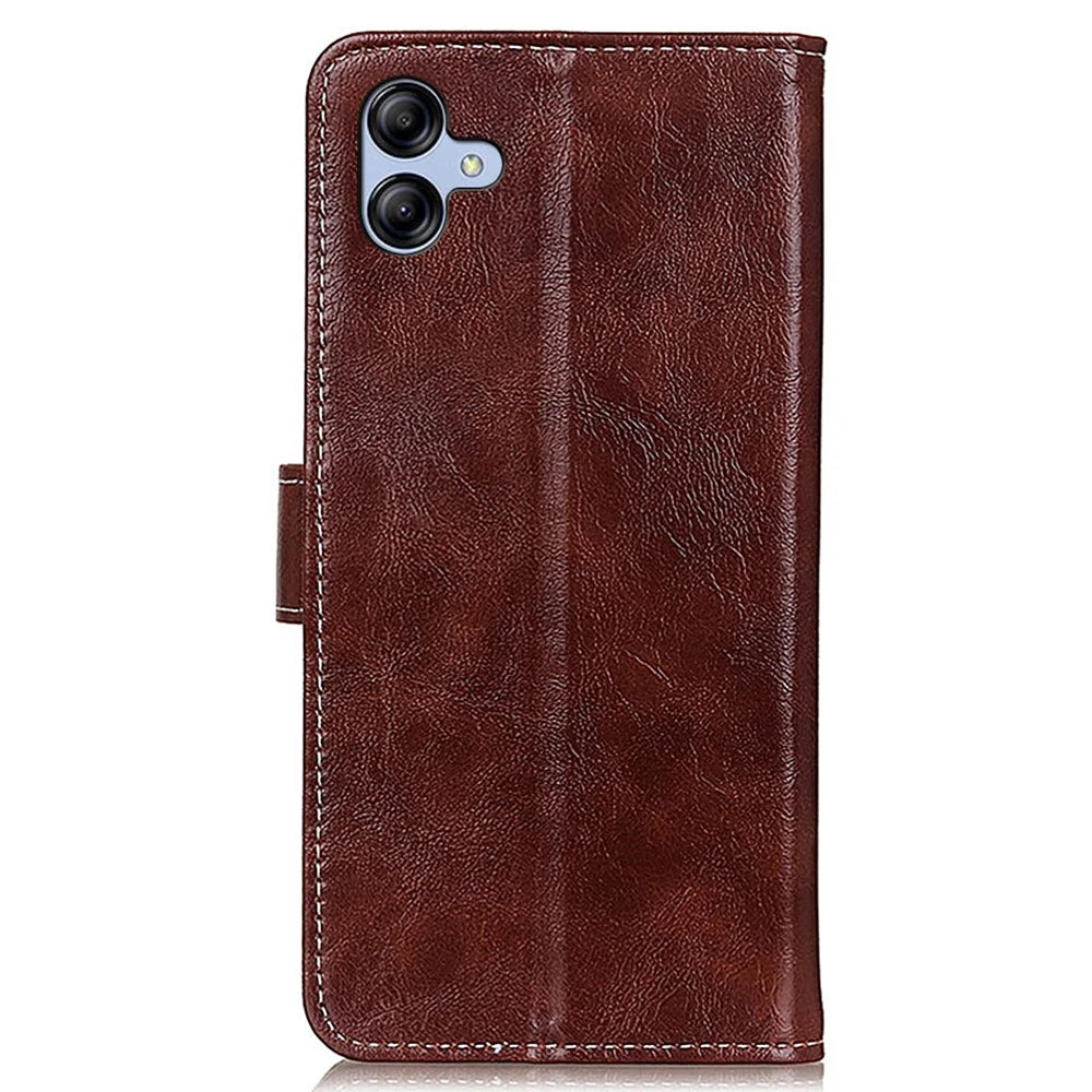 Wallet Case for Samsung Galaxy A08 5G / A08 4G / A07 5G / A07 4G / A06 4G / A06 5G Leather Phone Cover Crazy Horse Texture - Brown - 7
