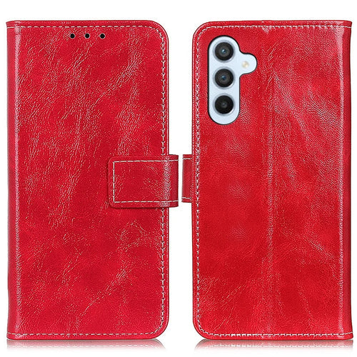Wallet Case For Samsung Galaxy A18 5G / A18 4G / A17 5G / A17 4G / A26 5G Leather Phone Cover Crazy Horse Texture - Red - 1