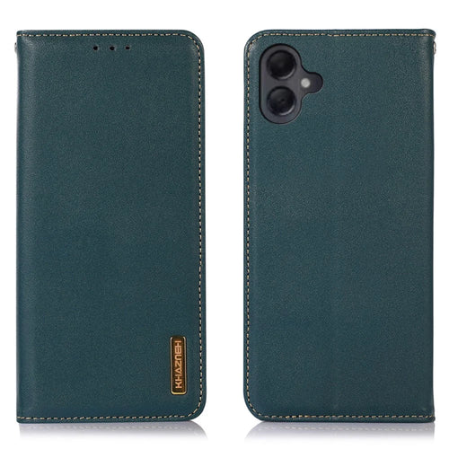 KHAZNEH For Samsung Galaxy A08 5G / A08 4G / A07 4G / A06 4G / A06 5G Case Wallet Genuine Cow Leather Phone Cover Nappa Texture - Green - 1