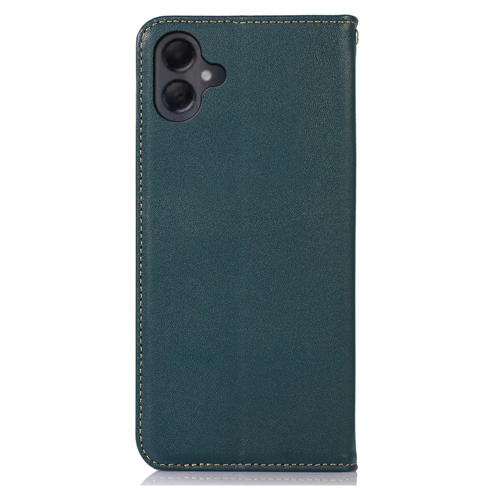 KHAZNEH For Samsung Galaxy A08 5G / A08 4G / A07 4G / A06 4G / A06 5G Case Wallet Genuine Cow Leather Phone Cover Nappa Texture - Green - 7