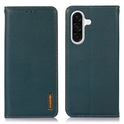 KHAZNEH For Samsung Galaxy A18 5G / A18 4G / A17 5G / A17 4G / A26 5G / A16 5G / A16 4G Case Wallet Genuine Cow Leather Phone Cover Nappa Texture - Green - 1