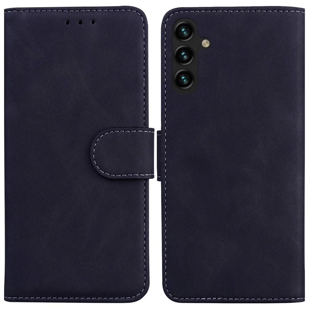 Smartphone Cover for Samsung Galaxy A14 5G / A14 4G, Fully Wrapped PU Leather Flip Wallet Case Stand Phone Shell - Black - 1