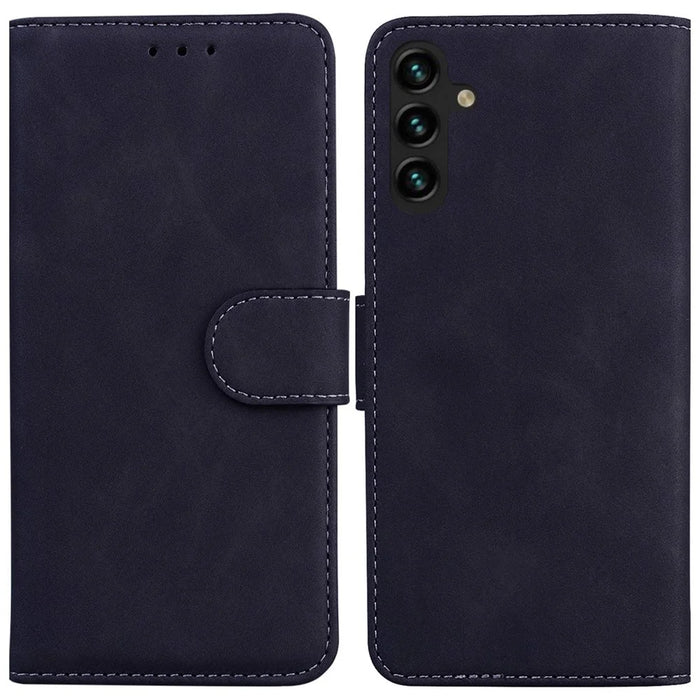 Smartphone Cover for Samsung Galaxy A14 5G / A14 4G, Fully Wrapped PU Leather Flip Wallet Case Stand Phone Shell - Black - 1