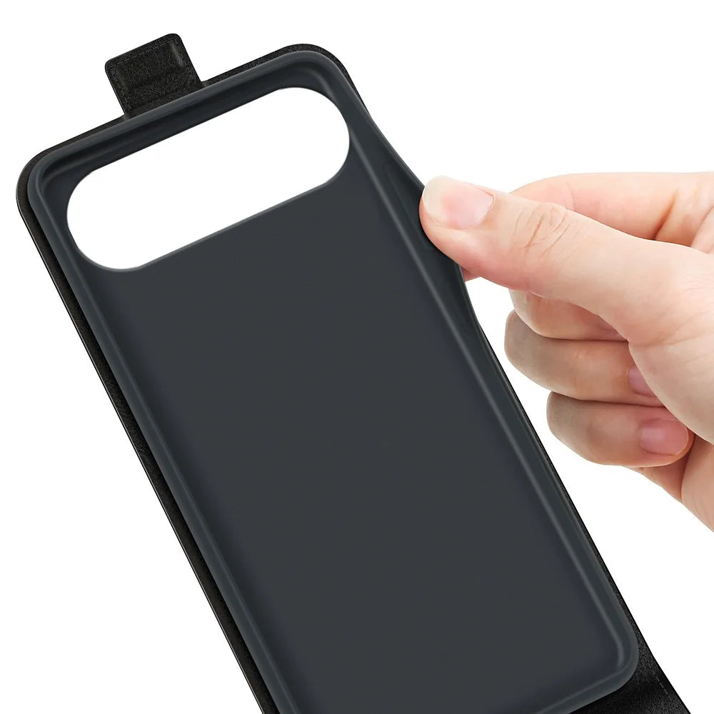 For iPhone Air Case with Card Slots Vertical Flip Leather Phone Cover - Black - 4
