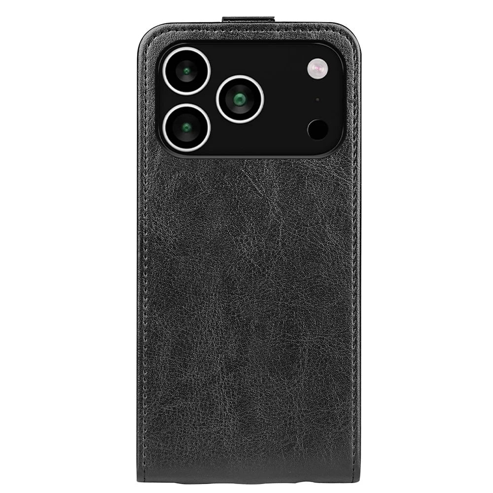 For iPhone 18 Pro / 17 Pro Case with Card Slots Vertical Flip Leather Phone Cover - Black - 3