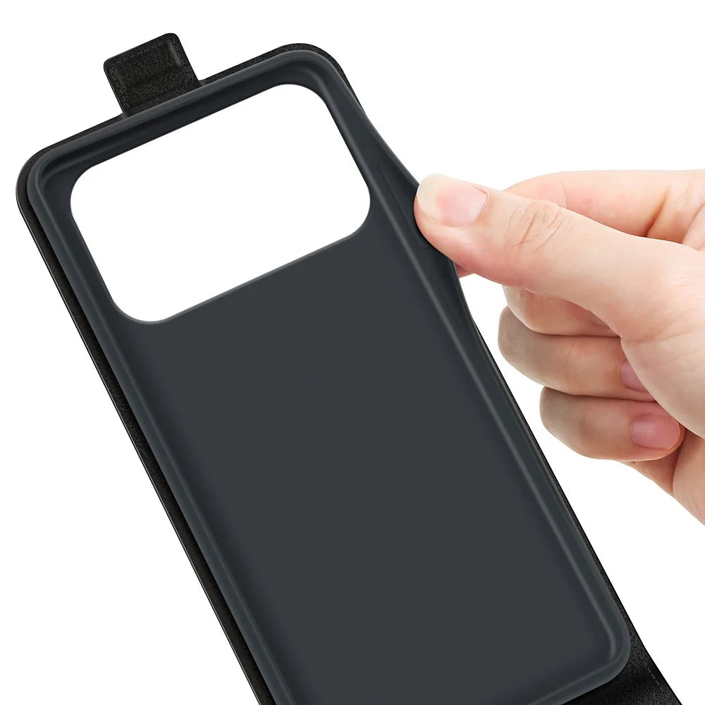 For iPhone 18 Pro / 17 Pro Case with Card Slots Vertical Flip Leather Phone Cover - Black - 4