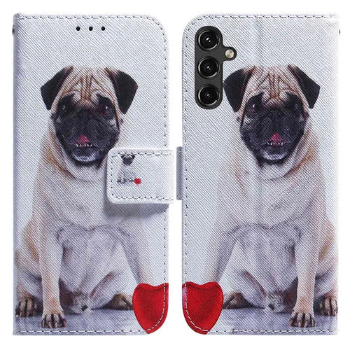 For Samsung Galaxy A14 5G / A14 4G Magnetic Closure PU Leather Pattern Printing Flip Cover Wallet Stand Folio Phone Case Shell - Pug - 1
