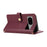 For Google Pixel 8a Case Multi Card Slots Zipper Rhombus Leather Phone Cover with Wrist Strap - Wine Red - 4