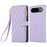 For Google Pixel 9 / 9 Pro Case Multi Card Slots Zipper Rhombus Leather Phone Cover with Wrist Strap - Purple - 1
