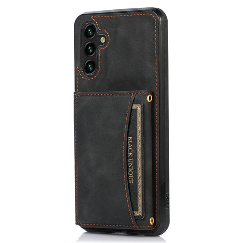 For Samsung Galaxy S24 FE Phone Case Tri-Fold Wallet Kickstand PU Leather + TPU Back Cover - Black - 1