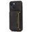 For iPhone 15 Phone Case Tri-Fold Wallet Kickstand PU Leather + TPU Back Cover - Black - 1