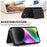 For iPhone 15 Phone Case Tri-Fold Wallet Kickstand PU Leather + TPU Back Cover - Black - 6