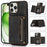 For iPhone 16 Pro Max Phone Case Tri-Fold Wallet Kickstand PU Leather + TPU Back Cover - Black - 1