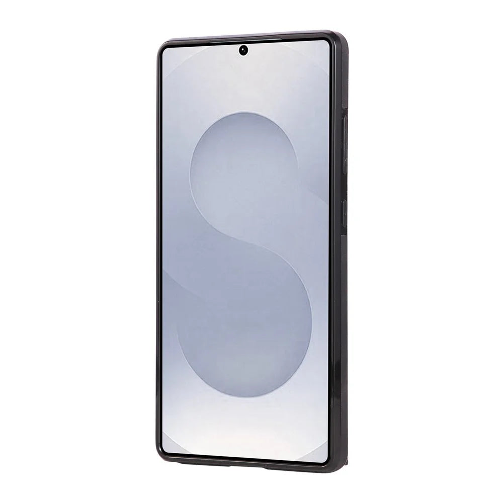For Samsung Galaxy S24 Ultra Case Card Holder Kickstand Leather + TPU Phone Cover with Ring Holder - Black - 2