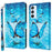 For Samsung Galaxy A14 5G / A14 4G PU Leather Shockproof Case 3D Pattern Printed Phone Stand Wallet Cover with Strap - Blue Butterflies - 1