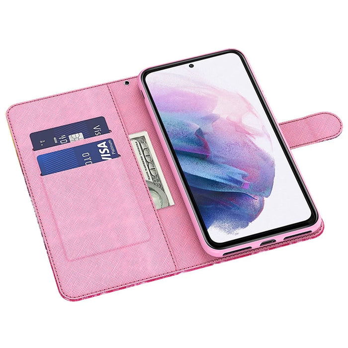 For Samsung Galaxy A14 5G / A14 4G PU Leather Shockproof Case 3D Pattern Printed Phone Stand Wallet Cover with Strap - Blue Butterflies - 2
