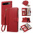 For Google Pixel 9 Pro XL Case Multi Card Slots Zipper Leather Phone Cover with Shoulder Strap / Wrist Strap - Red - 1