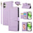 For iPhone 16 Case Multi Card Slots Zipper Leather Phone Cover with Shoulder Strap / Wrist Strap - Purple - 1
