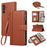 For Samsung Galaxy S25 / S24 Case Multi Card Slots Zipper Leather Phone Cover with Shoulder Strap / Wrist Strap - Brown - 1