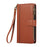 For Samsung Galaxy S25 / S24 Case Multi Card Slots Zipper Leather Phone Cover with Shoulder Strap / Wrist Strap - Brown - 7