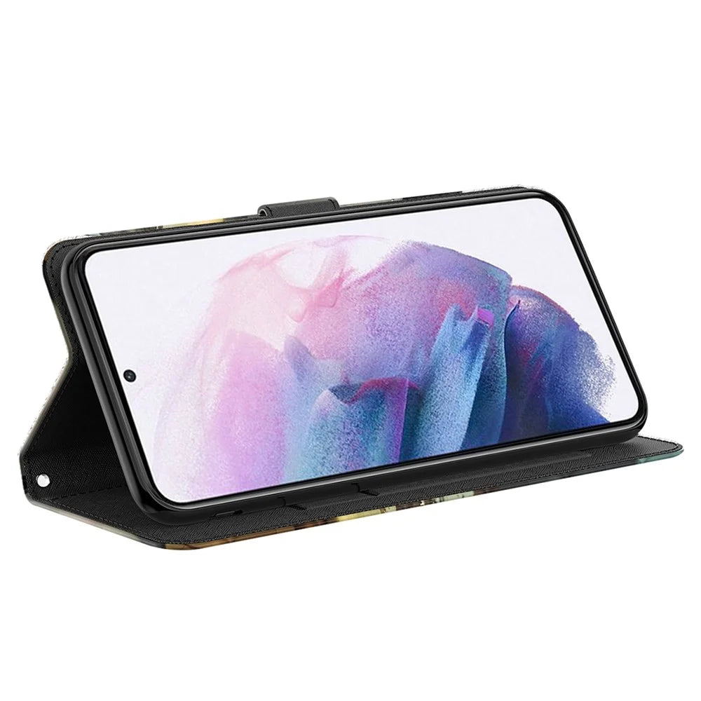 For Samsung Galaxy S23 3D Pattern Printed PU Leather Case Shockproof Phone Foldable Stand Wallet Cover with Strap - Cat and Tiger - 3