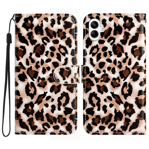 For Samsung Galaxy A08 5G / A08 4G / A07 4G Printed Pattern PU Leather Phone Cover Wallet Case with Stand - Leopard Print - 1