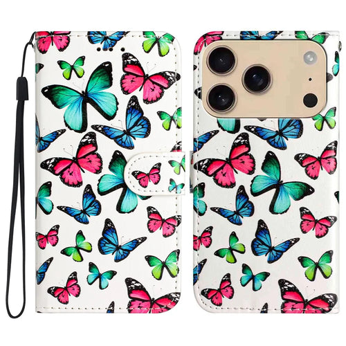 For iPhone 18 Pro Max / 17 Pro Max Wallet Case Printed Pattern Design Leather Phone Cover - Butterflies - 1