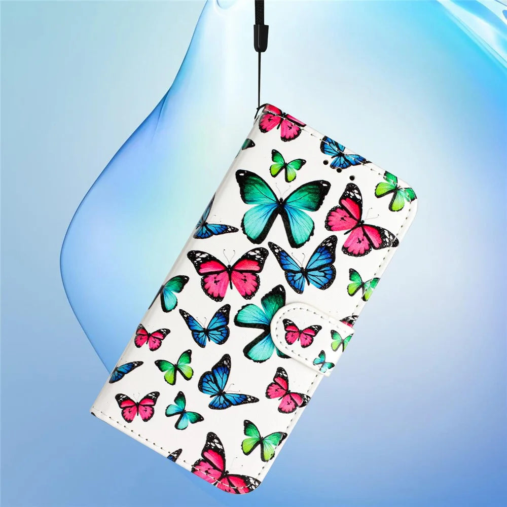 For iPhone 18 Pro Max / 17 Pro Max Wallet Case Printed Pattern Design Leather Phone Cover - Butterflies - 5