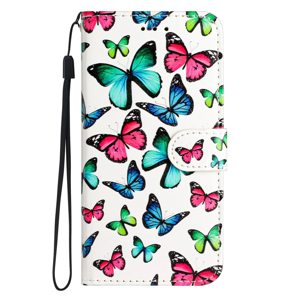For iPhone 18 Pro Max / 17 Pro Max Wallet Case Printed Pattern Design Leather Phone Cover - Butterflies - 7